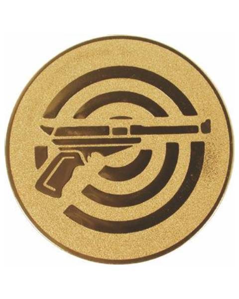 Emblém zlatý - streľba (krátka zbraň), 50mm