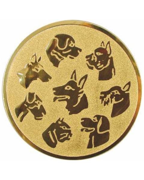 Emblém zlatý - psy, 50mm