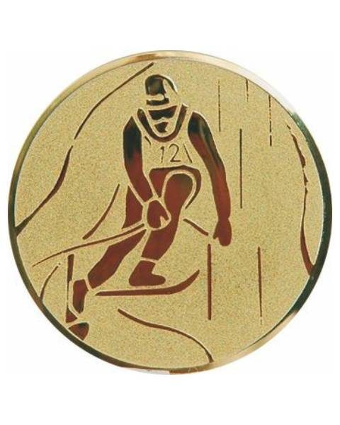Emblém zlatý - lyžovanie, 50mm